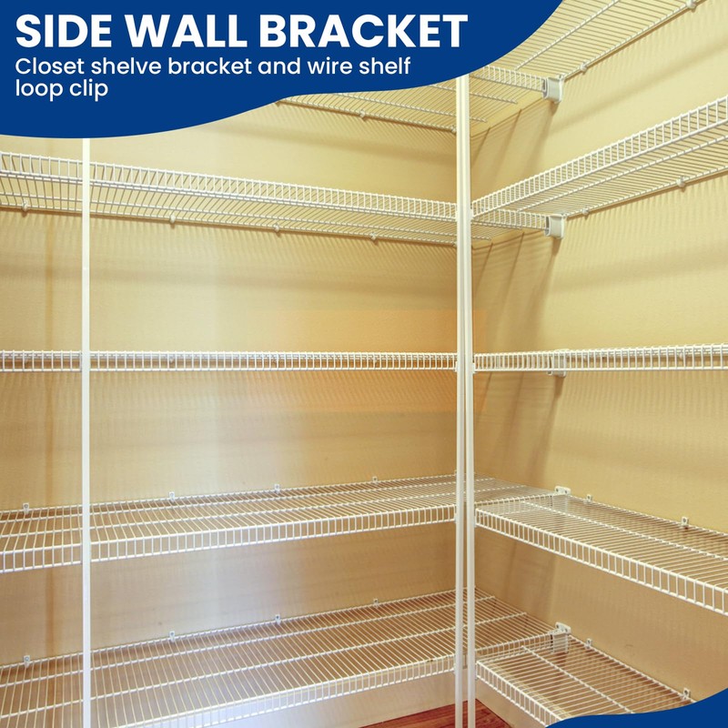 ZIUZI Wire Shelf End Bracket and White Down Wall Clips