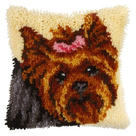 Orchidea Latch Hook Kit: Cushion: Yorkie, Multi, 25.5cm x 25.5cm