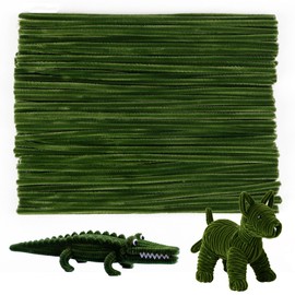 Caydo 100 Pieces Army Green Pipe Cleaners Craft Supplies Flexible Chenille Stems for DIY Crafts Project and Decoration, 6 mm x 12 Inch