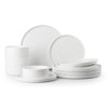 DAFUCERAMIC 12 Pieces Plates and Bowls Sets,White Dish Set for