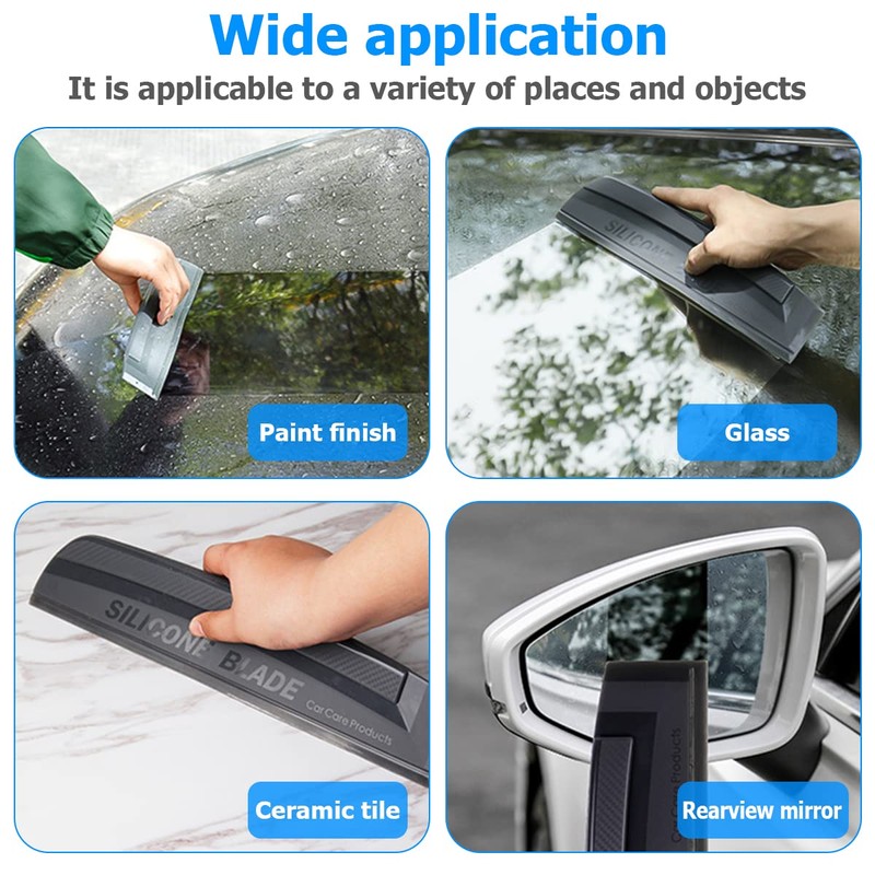 Moioee Car Window Squeegee, Soft Silicone Blade for Cleaning Water,