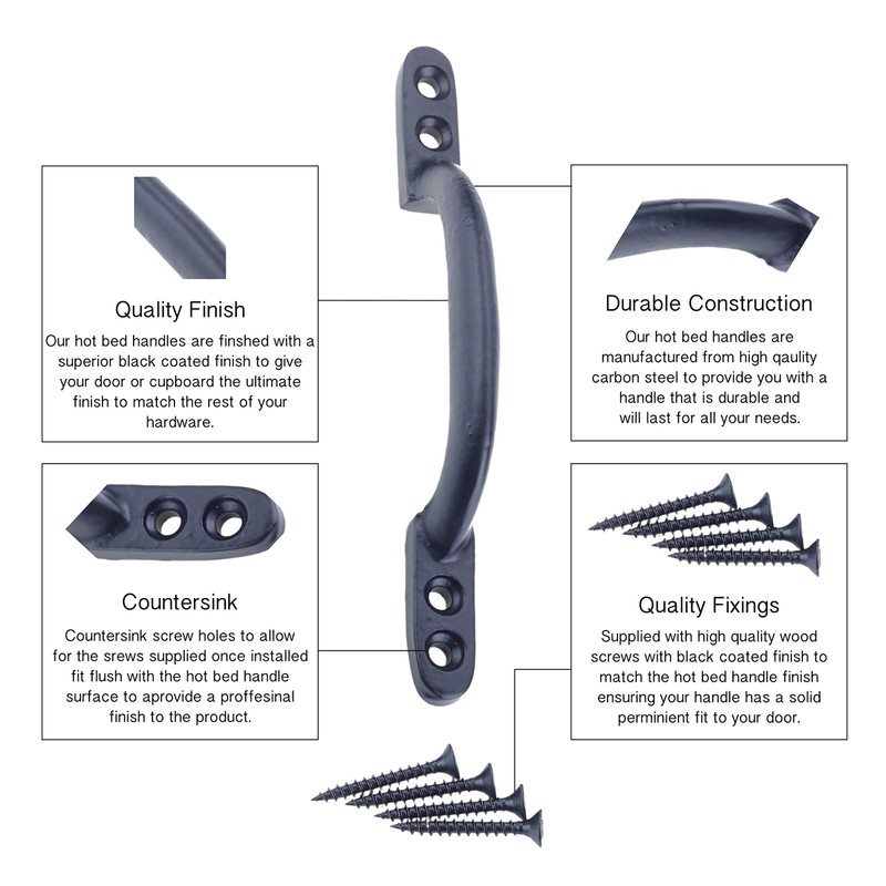 Pull Handle | Black Antique Cast Iron Hot Bed Pattern