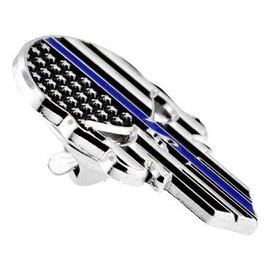 PinMart Thin Blue Line Skull Police Law American Flag Lapel Pin 1 Piece