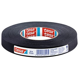 Tesa Extra Power Perfect Fabric Tape - Fabric Reinforced Ductape for Crafts, Repairing, Attaching, Reinforcing and Labelling, Black, 50 m x 19 mm
