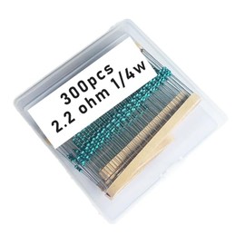 Jiefafa 2.2 1/4W, 2.2R1/4W, 2.2 ohm, 2.2 R 1/4W, 2.2Ωresistor, 2.2 ohm resistor, 2.2 ohm Metal resistor, 2.2R Metal Film resistors 1/4w(0.25w) 1% tolerance 0.01 MF Metal Film Fixed Resistor 300 pcs