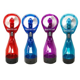MOONIGHTING Pack of 4 Water Mist Spray Bottle Fan Portable Handheld Mister Battery Operated- Color Randomly