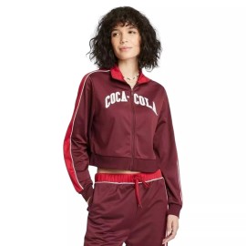 Coca-Cola Womens Cropped Spellout Full Zip Track Jacket Size Medium Brand New
