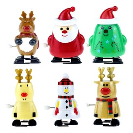 Toyvian 6 Pieces Wind-Up Toy Reindeer Penguin Snowman Santa Claus Figure Wind Up Figure Christmas Decoration Figures Clock Movement Toy Gift for Baby Children Funny Toy