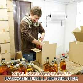 Threlaco 23.62 Inch Bubble Foam Wrap Roll Dispenser Wall Mount Bubble Cushioning Holder for Packing Moving Shipping Protection Factory Express