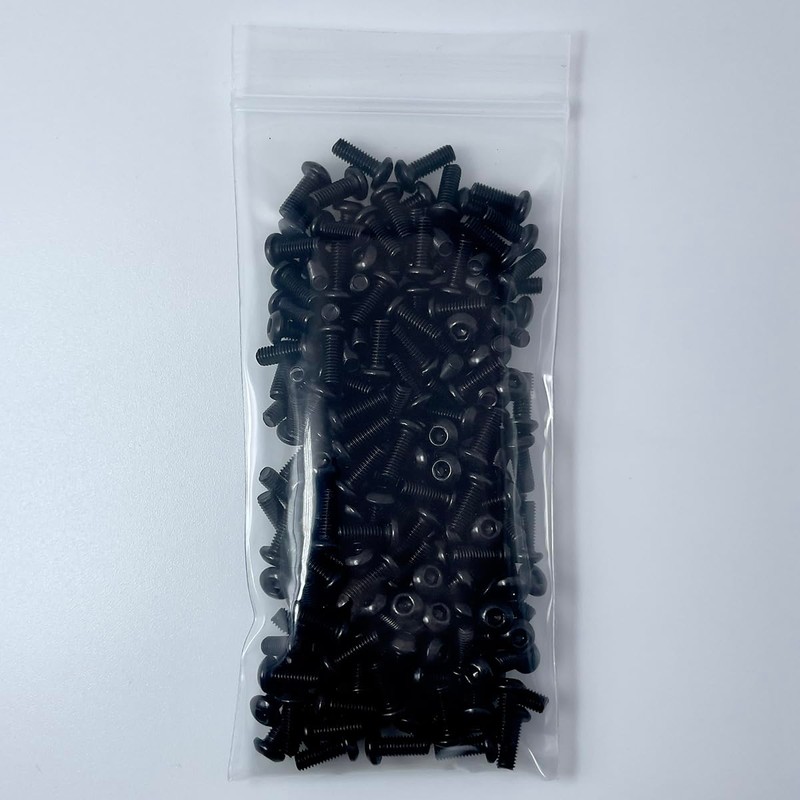 200 Pcs M3 x 8mm Black Round Head Hexagon Allen