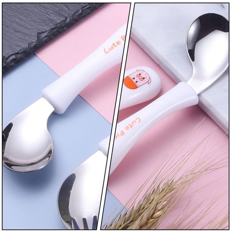 STOBOK 1 Set Toddler Practicing Tableware Baby Spoons Forks Utensils