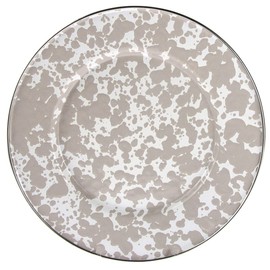 Golden Rabbit Enamelware - Taupe Swirl Pattern - 8.5 Inch Sandwich Plate