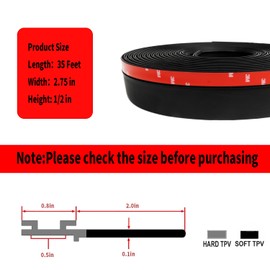 Holdia RV Slide Out Seal Wiper Black Rubber 018-341 1/2" x 2.75" x 35' Replacement Weather Stripping for RV Camper Slideout System（ EK Seal Base w/Red Tape ）