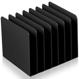 Suzile Organizador de archivos de escritorio de metal, 7 compartimentos, clasificador de archivos vertical, negro, 5.79 pulgadas de ancho x 7.09 pulga