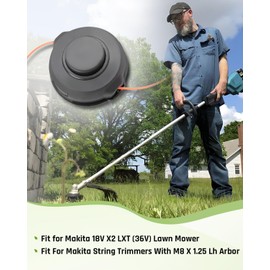 JUQAFY Trimmer Head Fit for Makita M8 X 1.25 LH 18V X2 LXT Lawn Mower, Bump & Feed Trimmer Head Replacement 198386-5, 2PCS