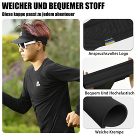 Joscoal Visor Cap Unisex Ultralight Running Visor Sports Sun Visor Elastic Women Men Sun Hat Baseball Hat Sun Visor Cap for Golf Tennis Running Cross Country, black