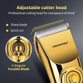 HIENA PRO Professional Hair Clippers for Men, Cordless Rechargeable Hair Clipper, Electric Trimmer with LED Display, Low Noise Hair Cutting Tools