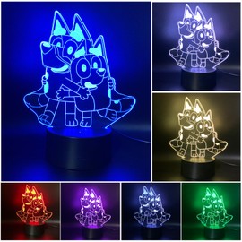 LED Bluey Color Changing USB Night Light for Kids Sleep