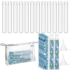 FoldTier 39 Pcs Tampon Set Includes 12 Reusable Plastic Tube for Women Tube Containers Tampon 24 Self Adhesive Wrappers 1 PVC Clear Case 2 Hopper‌s for Cruise Event(Elegant Style)