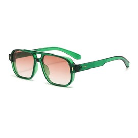 YAMEIZE Retro Pilot Double Bridge Rectangle - Sunglasses for Women Men Classic Style Square Vintage Eyewear UV400 Protection Driving Outdoor