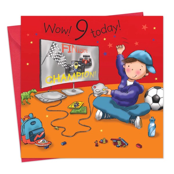 Twizler 9th Birthday Card for Boy with Playstation – Age 9 Birthday Card – Age 9 Card – Age 9 Boys Gifts – Childrens Birthday Card – Boys Birthday Card – Happy Birthday Card