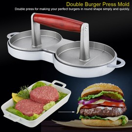 Tissting Non-Stick Double Burger Press, Aluminium Alloy Double Hamburger Patty Maker Meat Press for Beef, Pork, Home Shop, Kitchen Tools
