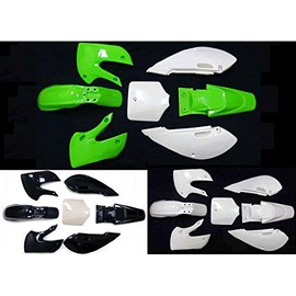 Fairing Kit Plastic Fender for Kawasaki KLX110 KX65 KLX 110 KX 65 Suzuki DRZ110 Chinese 110cc 125cc 140cc Pit Dirt Bike (Black+White)