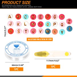 Rustark 1202 Pieces Colourful Letter Beads Kit Acrylic Alphabet Beads A-Z Round Letter Beads Mixed Letter Spacer Beads with 1 Roll Crystal String Cord and Scissors for Bracelets and Jewellery Making