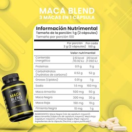 NuBoost Maca Peruana 1000 mg - 200 Cápsulas - Maca Negra, Roja y Amarilla con Pimienta Negra - 100 Porciones - Suplemento Natural - Maca Root - Hecho 