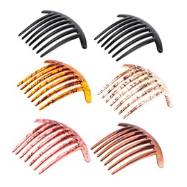 FRCOLOR 6pc Mixed Color Resin Hair Comb Bun Comb Slides Accessory for Women Hair Styling