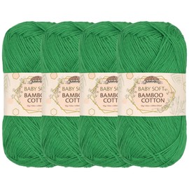 JubileeYarn Baby Soft Bamboo Cotton Yarn - 50g/Skein - Shamrock Green - 4 Skeins