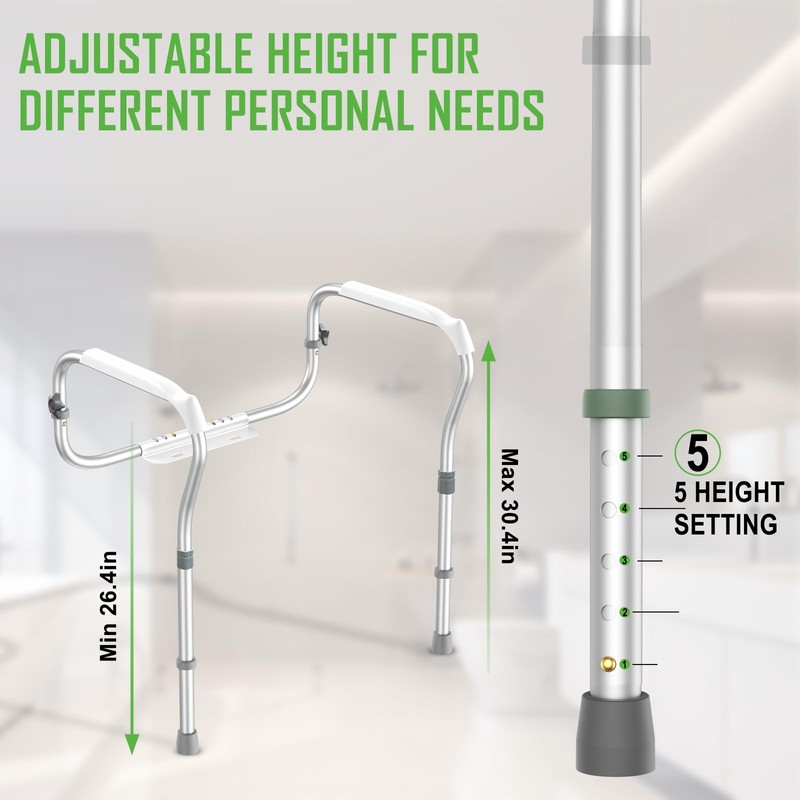 ZOLIQUEX Toilet Safety Rail for Seniors with 2 Reinforced Nuts,