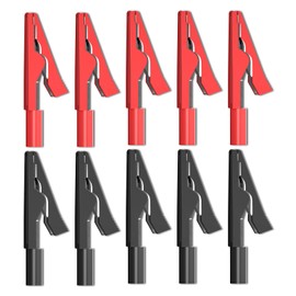 Cleqee Insulated Crocodile Clips Electric Pack of 10 Red Black Crocodile Clips for 2 mm Test Probes 2 mm Banana Plugs