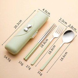 Cutlery Set, Stainless Steel, Chopsticks, Fork, Spoon, 3-piece Set, with Case, Combination Set, Outdoor, Portable Tableware Set, Hygiene, Students, Adults, For Lunches, Work, School, Lunch Box,