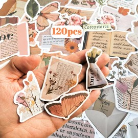Pack of 120 Vintage Stickers, Vintage Stickers, Waterproof Scrapbook Aesthetic Stickers, Laptop Stickers, for Journaling, Scrapbooking Accessories for DIY Paper Crafts