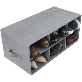 Sorbus Shoe Organizer Bin, 6 Section Cubby Shoe Shelves, Foldable Portable Detachable Closet Organizer Storage for Home Organization