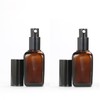 3PCS Amber Square Glass Lotion Bottle Refillable Pump Bottles Travel