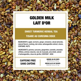 Tiesta Tea - Golden Milk, Loose Leaf, Sweet Turmeric Herbal Brew, Non-Caffeinated Herbal Blend, Makes Hot or Iced Up to 40-50 Cups, 6oz Refillable Tin