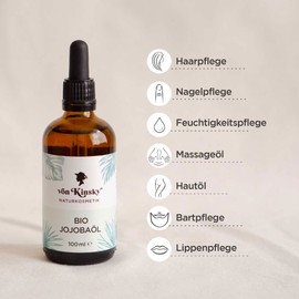 Organic Jojoba Oil Pure - Hair Face Oil Body Beard - 100 ml - Skincare Beard Hair Oil - Made in Germany von Kinsky