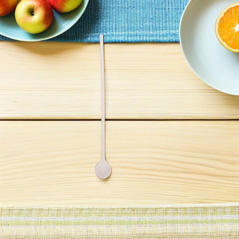 4 Piezas Cuchara de Silicona, Mango Largo Beige