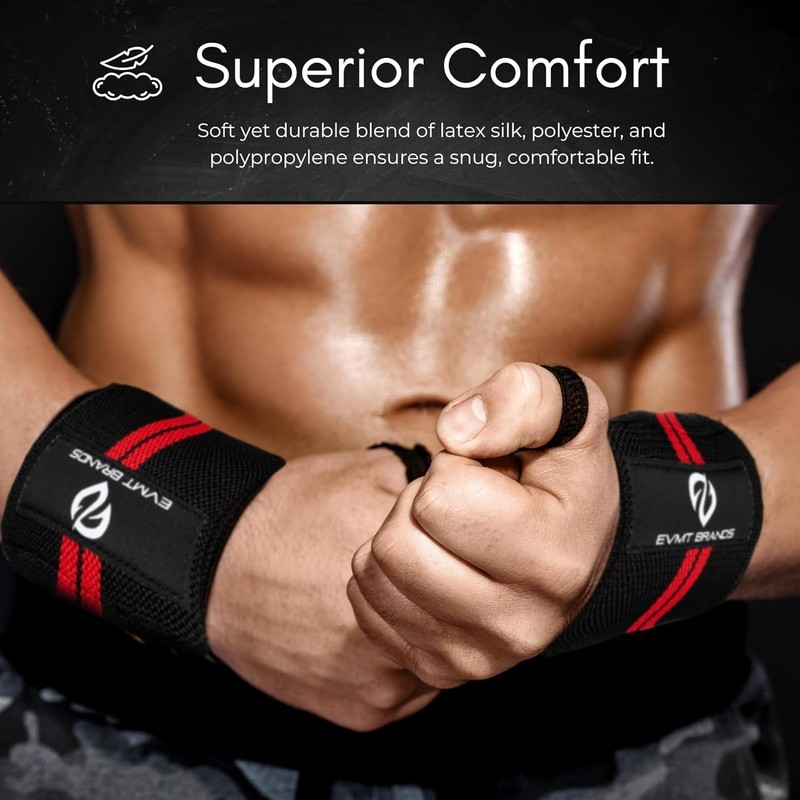 EVMT Premium Weightlifting Wrist Wraps 20" - Durable Wrist Straps