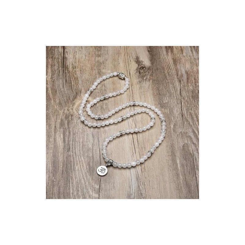 Japa Mala Beads 108 Bracelet, Buddha Charm Necklace with OM