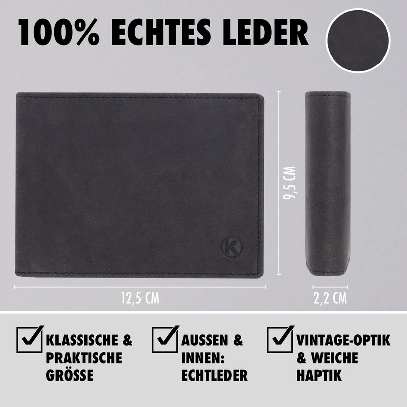 KORUTA Koruta Men's Leather Wallet with RFID Protection, Large Genuine