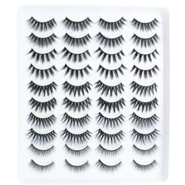 DRERIO 20 Pairs of False Eyelashes, 3D Eyelashes, Fluffy Eyelashes, Artificial Mink Eyelashes, Smudge-Soft Eyelashes, Dramatic Long Eyelashes, Natural Look, 5 Styles for Eyelash Extension