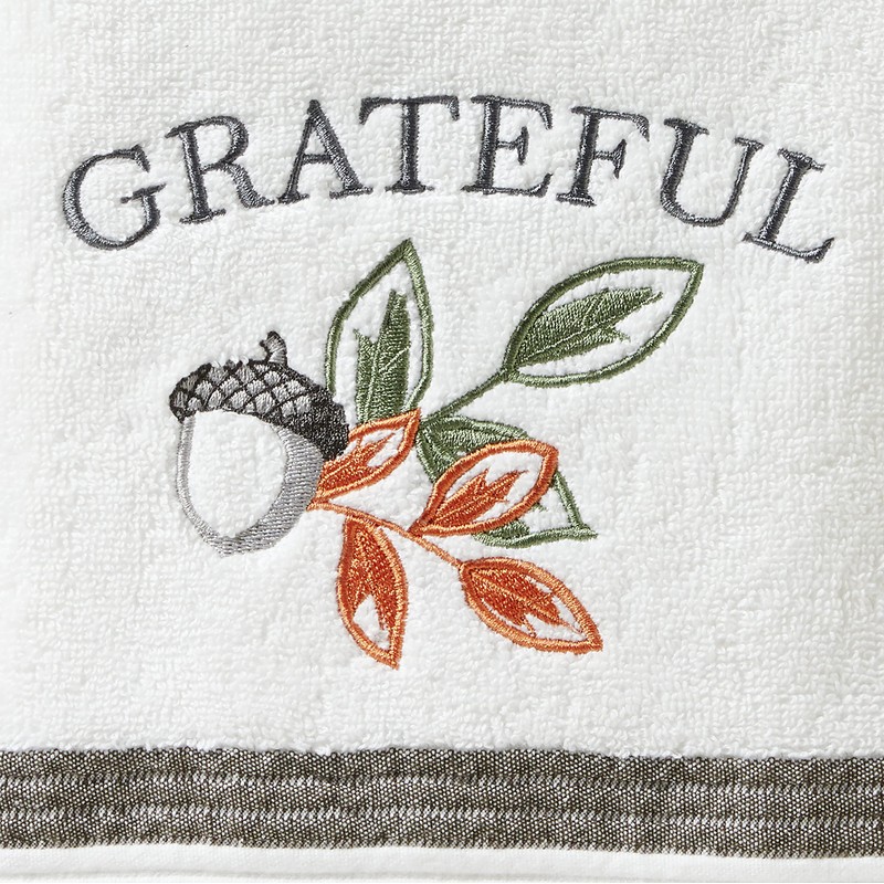 SKL Home Fall Nature's Harvest Bath Towel, White