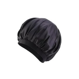 Etniker Satin Hair Bonnet. Silk Bonnet for Sleeping. Hair Wrap for Women. Sleep Cap for Long Hair Curly Hair. Curly Hair Locs 1Pcs (Black)
