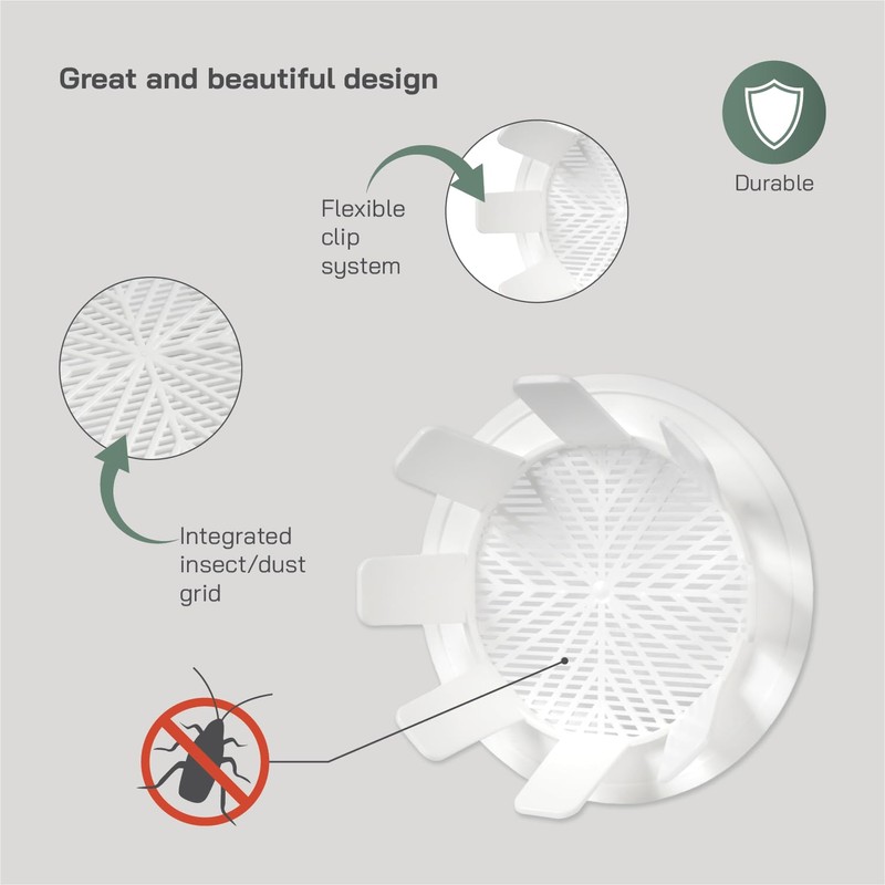 Vent Systems 4'' to 5'' Inch White Adjustable Air Vent