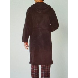 St. John's Bay Robe: St Johns Bay Plush Long Sleeve Hood Black One Size M-L  505-1964-0083