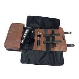 Head Jog Barbers Tool Roll Leather Effect Case Brown or Charcoal/ (Brown) 1 Count (Pack of 1) Brown
