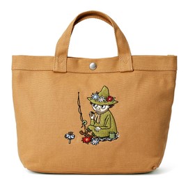 Moomin RMCK-01 Women's Tote Bag, Mini Embroidery, Lunch Tote, beige (snuffkin)